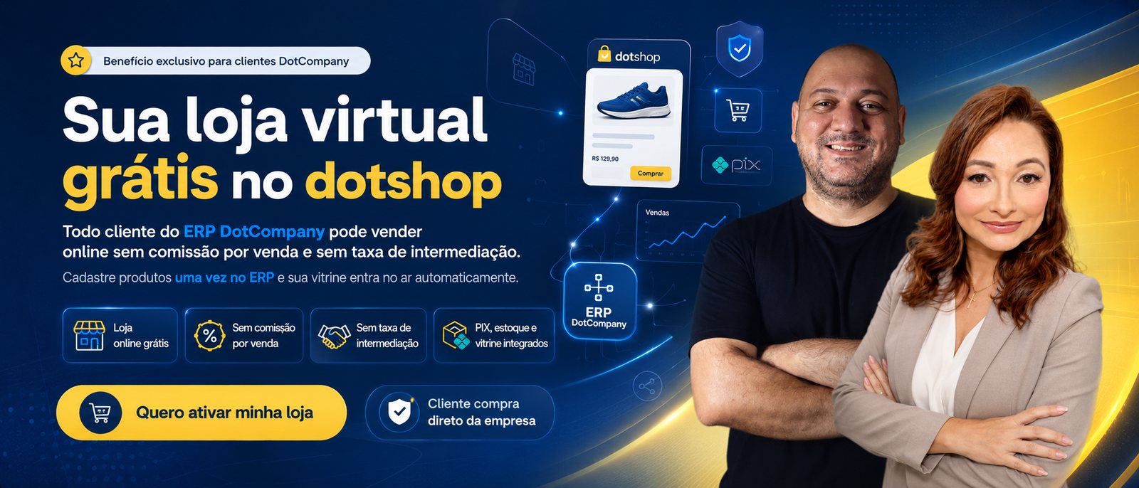 Tenha sua loja virtual grátis no dotshop — cadastre-se e comece a vender